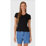 Blusa Básica Feminina Decote V Em Algodão