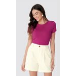 Blusa Básica Feminina Decote Redondo Em Viscose Stretch