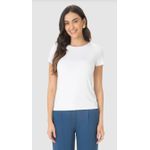 Blusa Básica Feminina Decote Redondo Em Viscose Stretch