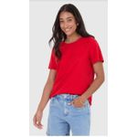 Blusa Básica Feminina Decote Redondo Com Pesponto Em Algodão