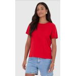 Blusa Básica Feminina Decote Redondo Com Pesponto Em Algodão