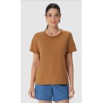 Blusa Básica Feminina Decote Redondo Com Pesponto Em Algodão