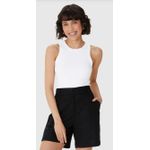 Regata Básica Feminina Long Cropped Em Malha Canelada De Viscose