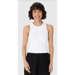 Regata Básica Feminina Long Cropped Em Malha Canelada De Viscose