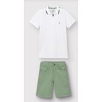 Conjunto Menino Camisa Polo Peitilho Com Zíper Em Piquet Stretch - Carinhoso