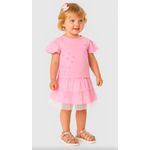 Conjunto Menina Blusa Bordado + Saia Em Algodão E Tule Foil - Carinhoso