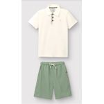 Conjunto Menino Bermuda Bolso Faca Em Viscolinho Texturizado - Carinhoso