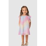 Vestido Menina Evasê Estampa Colorida Degradê Em Tecido Plissado - Carinhoso