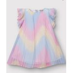 Vestido Menina Evasê Estampa Colorida Degradê Em Tecido Plissado - Carinhoso