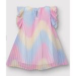 Vestido Menina Evasê Estampa Colorida Degradê Em Tecido Plissado - Carinhoso