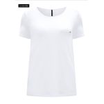 Blusa De Mangas Curtas Em Malha Lisa Com Detalhe Frontal