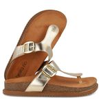 Sandália Beira Rio Rasteira Fivela Feminina Dourado