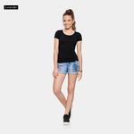Blusa De Mangas Curtas Em Malha Lisa Com Detalhe Frontal
