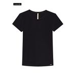 Blusa De Mangas Curtas Em Malha Lisa Com Detalhe Frontal