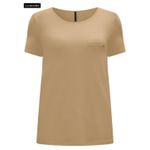 Blusa De Mangas Curtas Em Malha Lisa Com Detalhe Frontal