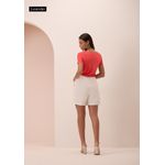 Blusa De Mangas Curtas Em Malha Lisa Com Detalhe Frontal