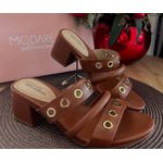 SANDÁLIA TAMANCO MODARE SALTO BLOCO TIRAS ILHOS DOURADO