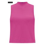 Blusa Cropped Básica Com Gola Alta Em Malha Canelada