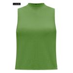 Blusa Cropped Básica Com Gola Alta Em Malha Canelada