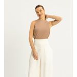 Blusa Cropped Básica Com Gola Alta Em Malha Canelada