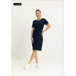 Vestido Midi Canelado Básico Manga Curta