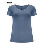 Blusa Em Malha Canelada Com Mangas Curtas E Decote Redondo