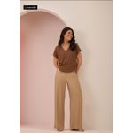 Blusa Marrom Alongada Decote V 