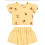 Conjunto Infantil Menina Manga Balonê Elian Amarelo