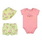 Kit Bebê Menina Com Chapéu Elian Rosa