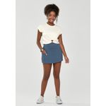Short Saia Juvenil Menina Moletom de Linho Beats Azul