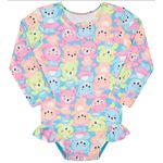 Maiô Body Bebê Meninas Manga Longa UV ursos 