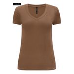 BLUSA MALHA CANELADO TRACY MARROM 