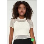 Blusa Juvenil Tule Com Strass Beats Bege