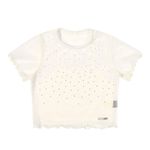 Blusa Juvenil Tule Com Strass Beats Bege