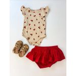 Conjunto Bebê Menina Cereja Com Calcinha Colorittá Bege
