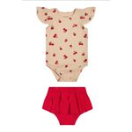 Conjunto Bebê Menina Cereja Com Calcinha Colorittá Bege