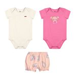 Kit Bebê Menina Com Bodies e Short Elian Rosa