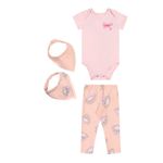 Kit Bebê Menina Com Babador Elian Rosa