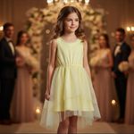 Vestido Menina Acinturado Em Viscose E Tule - Carinhoso