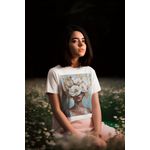 Camiseta Unissex em Algodão Estampa Flores na Cabeça Off White 