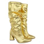 Bota Feminina Slouchy Cristal Ouro