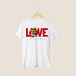 Camiseta Unissex em Algodão Estampa Ursinho Love Branca