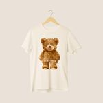 Camiseta Unissex em Algodão Estampa Urso Censored Off White 