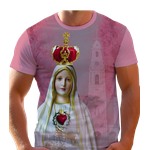 Camiseta Nossa Senhora de Fátima. GCA1347 Rosa Chiclete