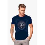 Camiseta Unissex Medalha de São Bento Azul Marinho. GCA1393