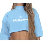 Cropped Bodybuilding Azul Com Branco