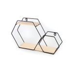 NICHO METAL/MDF HEXAGONAL 2PRAT 41X10X24CM PT