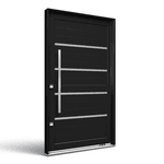 PORTA ALUMÍNIO PRETA 225x130 PIVOTANTE ESQUERDO COM FRISO