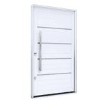 PORTA ALUMÍNIO BRANCA 225X130CM PIVOTANTE ESQUERDO C/ FRISO