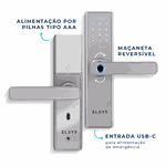 FECHADURA DIGITAL DE EMBUTIR COM BIOMETRIA ESF-DE2000B - PRATA